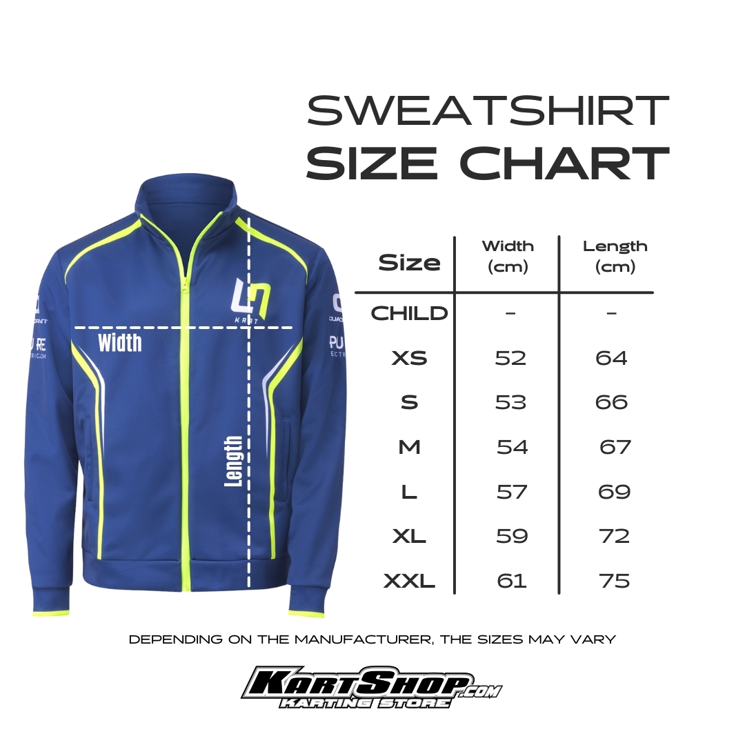 Size chart LN kart sweatshirt